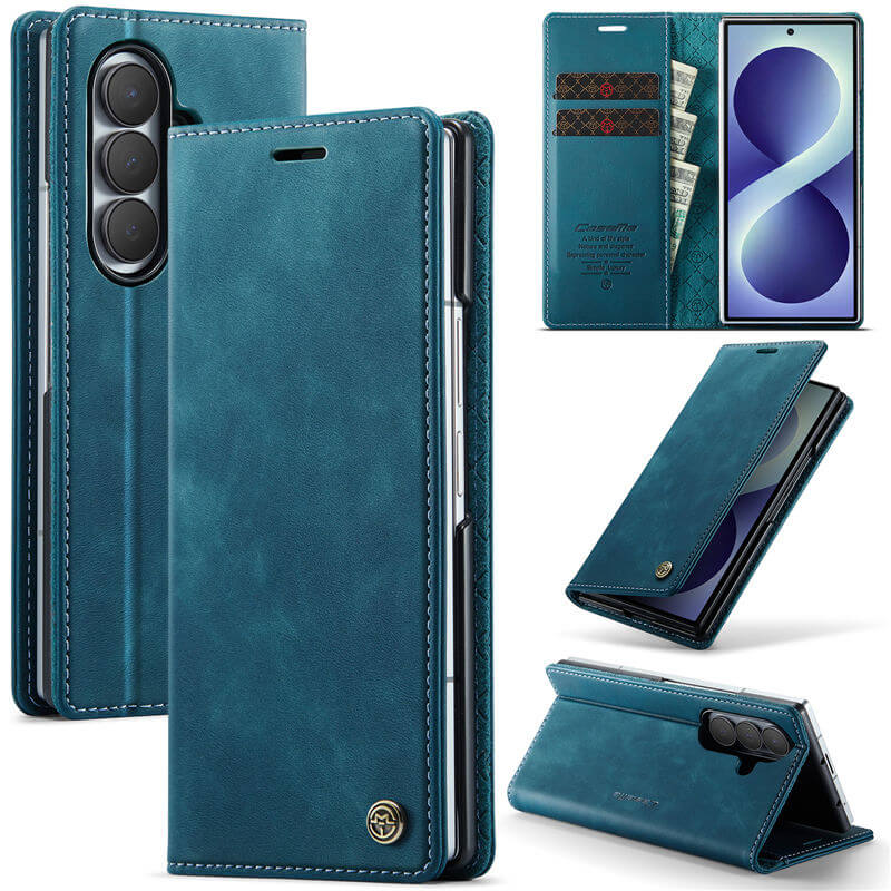 CaseMe Samsung Galaxy Z Fold 8 Ultra Magnetic Wallet Case with RFID Blocking Blue