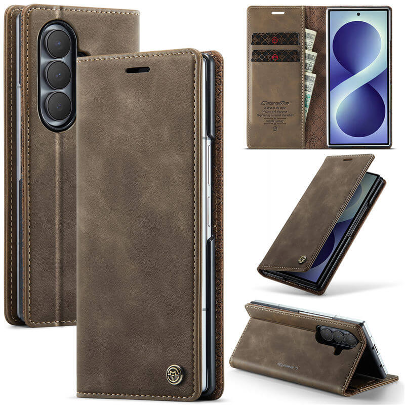 CaseMe Samsung Galaxy Z Fold 8 Ultra Magnetic Wallet Case with RFID Blocking Coffee