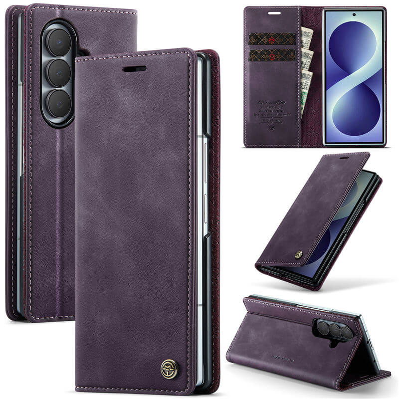 CaseMe Samsung Galaxy Z Fold 8 Ultra Magnetic Wallet Case with RFID Blocking Purple