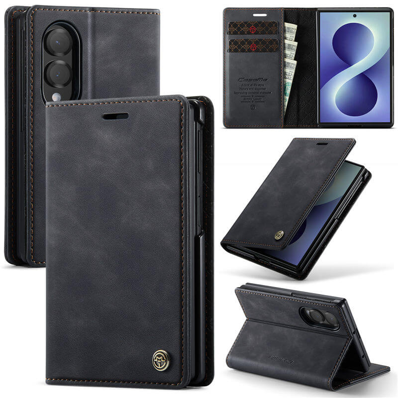 CaseMe Samsung Galaxy Z Fold 8 Magnetic Wallet Case with RFID Blocking Black
