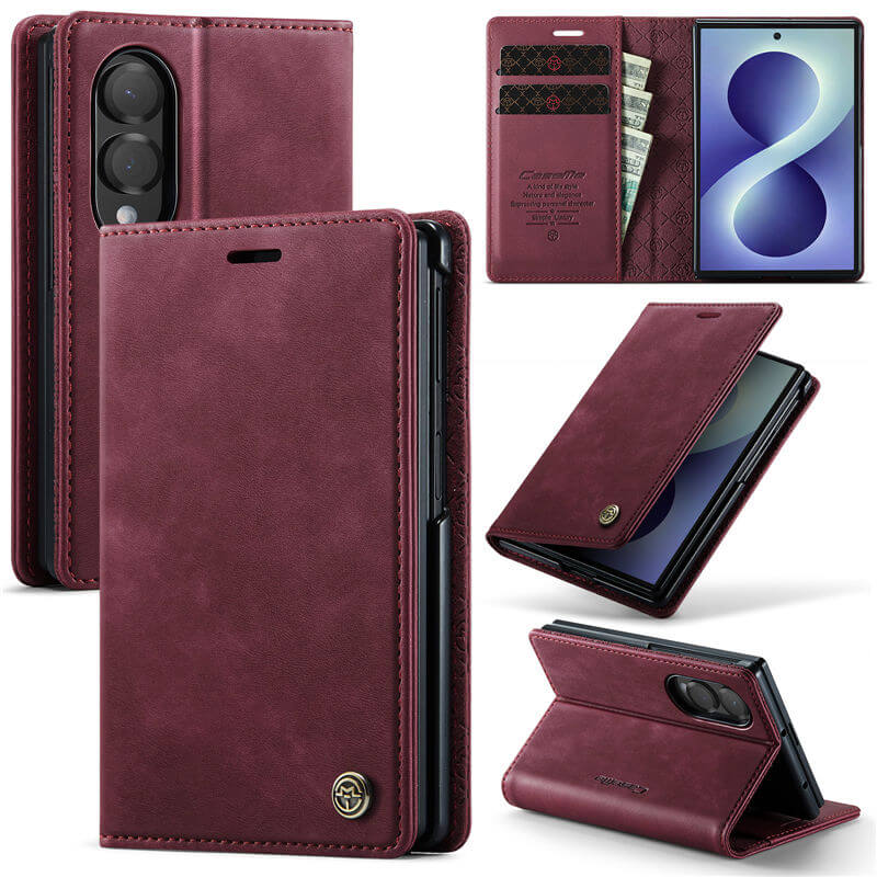 CaseMe Samsung Galaxy Z Fold 8 Magnetic Wallet Case with RFID Blocking Red