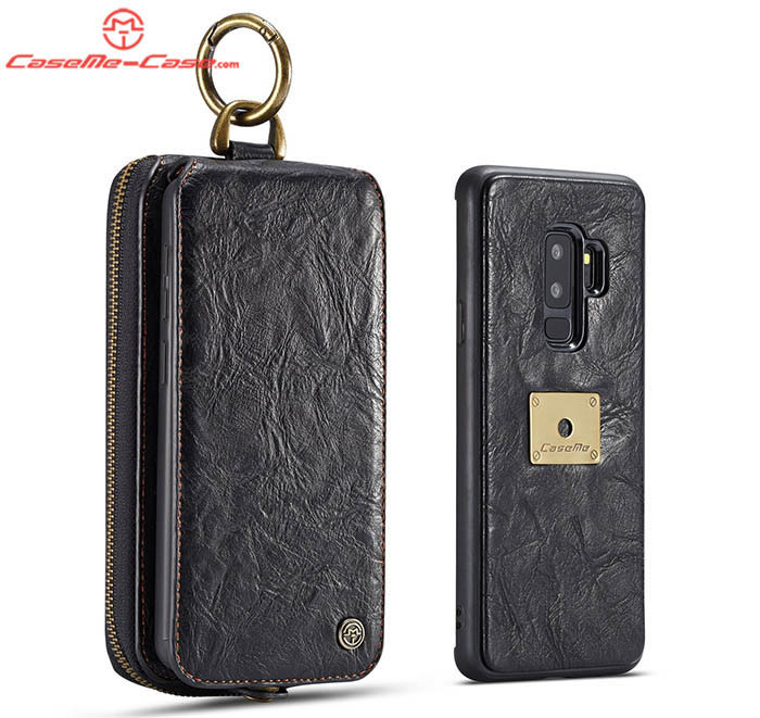 CaseMe Samsung Galaxy S9 Plus Zipper Wallet Metal Buckle Detachable Case