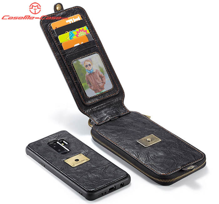 CaseMe Samsung Galaxy S9 Plus Zipper Wallet Metal Buckle Detachable Case