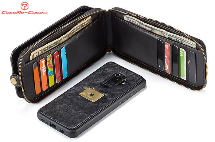 CaseMe Samsung Galaxy S9 Plus Zipper Wallet Metal Buckle Detachable Case