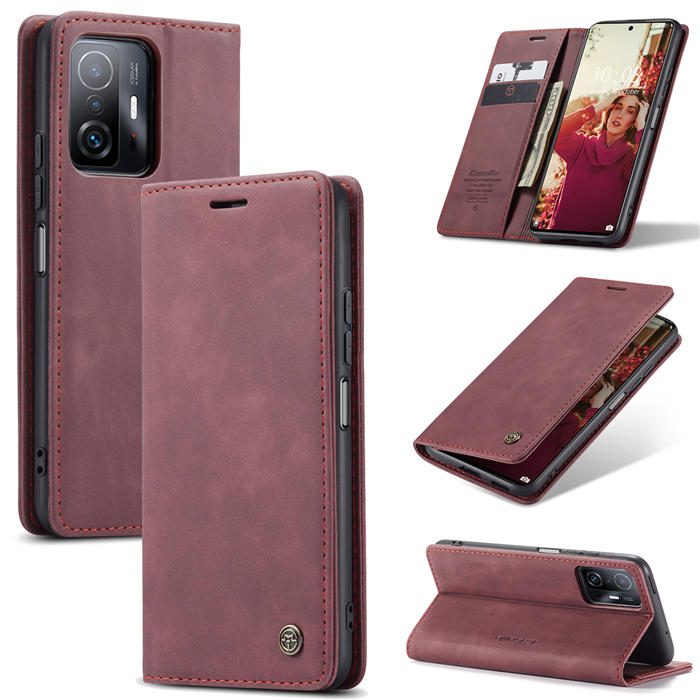 CaseMe Xiaomi 11T/11T Pro Wallet Magnetic Case Red - Click Image to Close