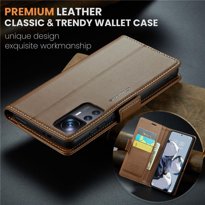 CaseMe Xiaomi 12T/12T Pro Wallet RFID Blocking Magnetic Buckle Case