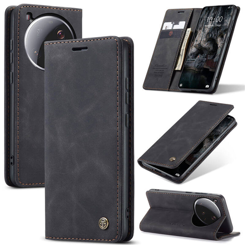 CaseMe Xiaomi 15 Ultra Wallet Magnetic Suede Leather Case Black