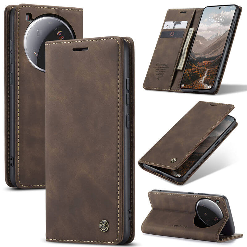 CaseMe Xiaomi 15 Ultra Wallet Magnetic Suede Leather Case Coffee