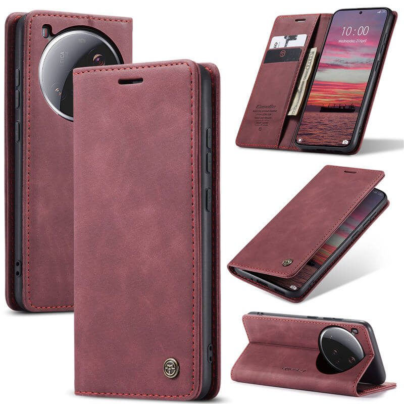 CaseMe Xiaomi 15 Ultra Wallet Magnetic Suede Leather Case Red