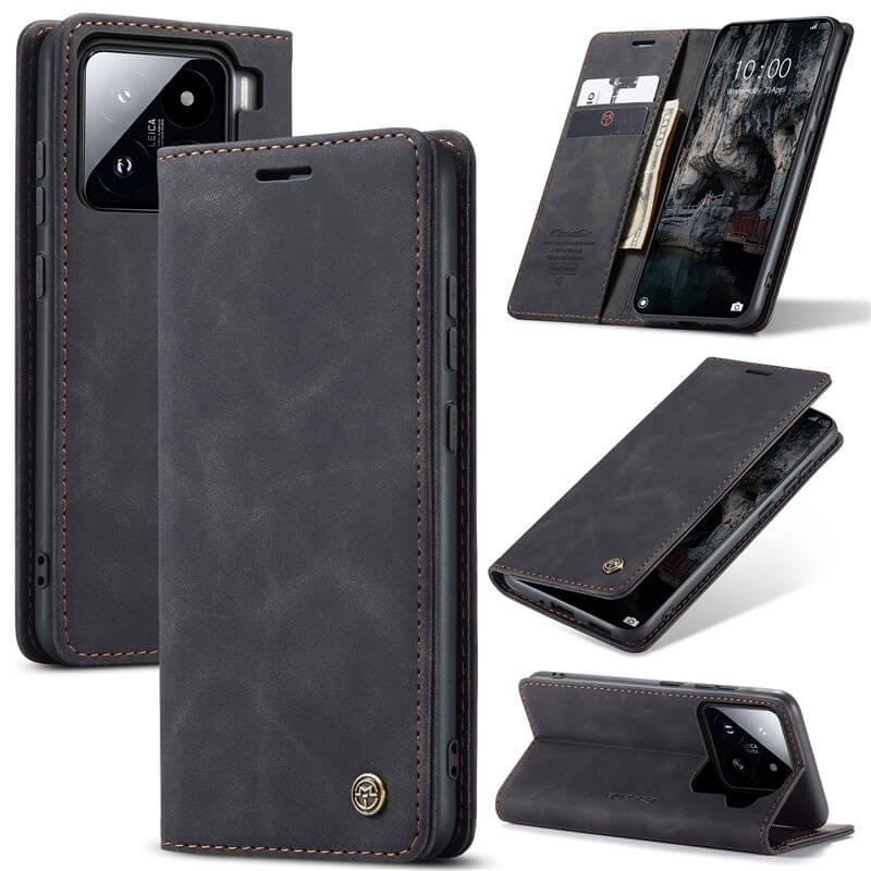 CaseMe Xiaomi 15 Wallet Magnetic Suede Leather Case Black