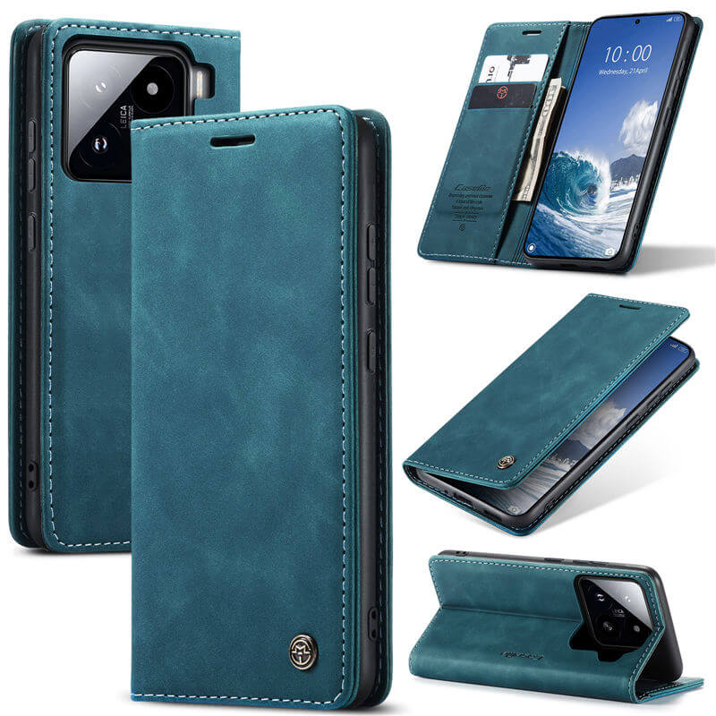 CaseMe Xiaomi 15 Wallet Magnetic Suede Leather Case Blue