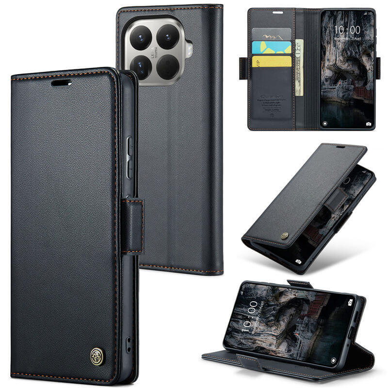 CaseMe Xiaomi 15T Pro Wallet RFID Blocking Magnetic Buckle Case Black