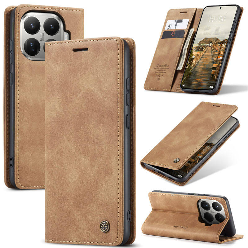 CaseMe Xiaomi 15T Pro Wallet Magnetic Suede Leather Case Brown