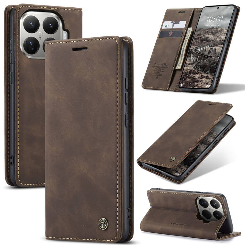 CaseMe Xiaomi 15T Pro Wallet Magnetic Suede Leather Case Coffee