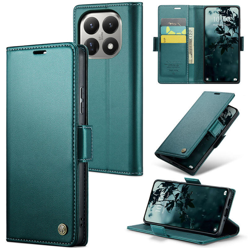 CaseMe Xiaomi 15T Wallet RFID Blocking Magnetic Buckle Case Green