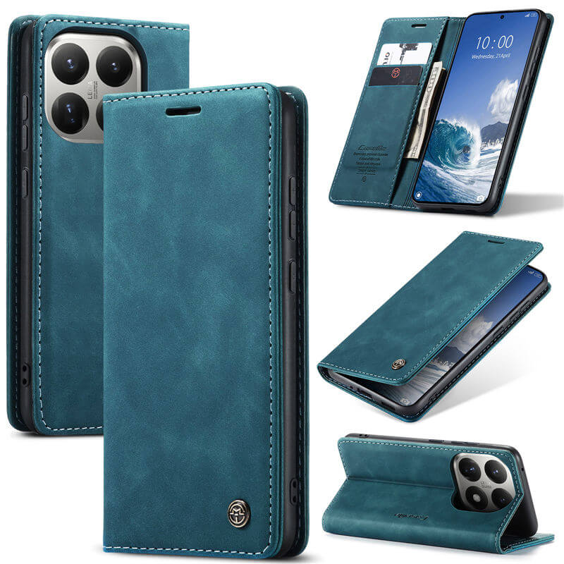 CaseMe Xiaomi 15T Wallet Magnetic Suede Leather Case Blue