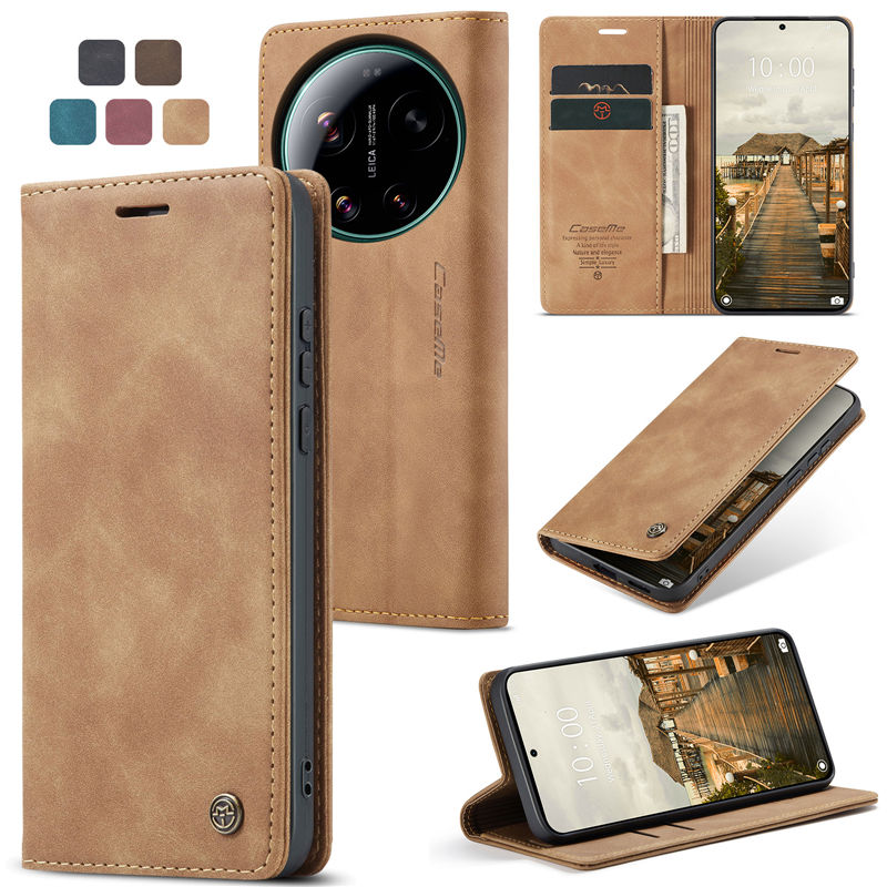 CaseMe Xiaomi 17 Ultra Wallet Magnetic Suede Leather Case Brown