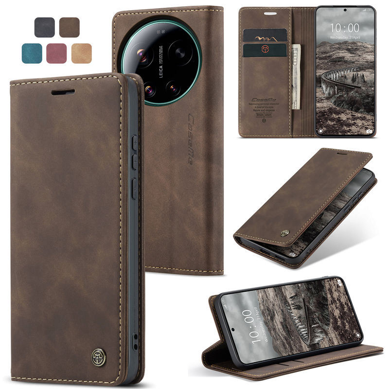 CaseMe Xiaomi 17 Ultra Wallet Magnetic Suede Leather Case Coffee