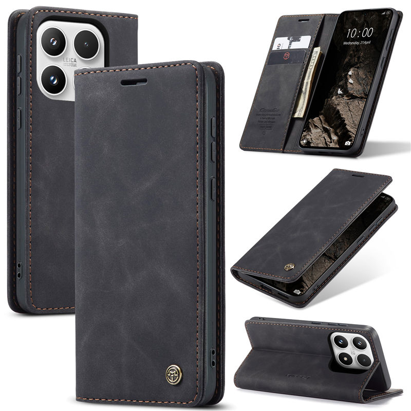 CaseMe Xiaomi 17 Wallet Magnetic Suede Leather Case Black