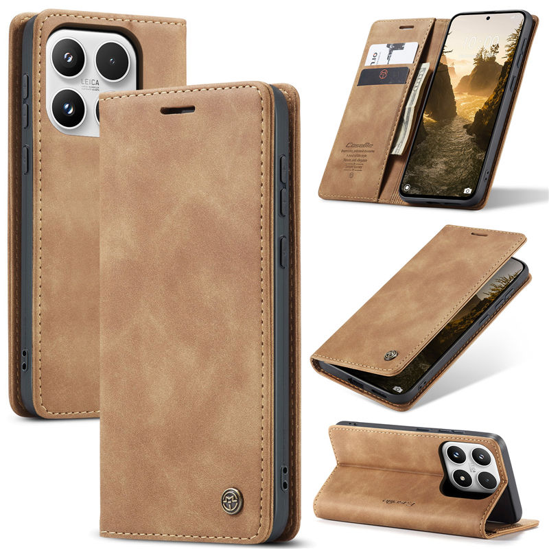CaseMe Xiaomi 17 Wallet Magnetic Suede Leather Case Brown
