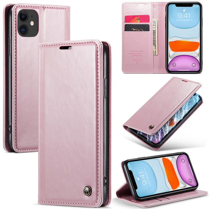 CaseMe iPhone 11 Wallet Kickstand Magnetic Case Pink - Click Image to Close