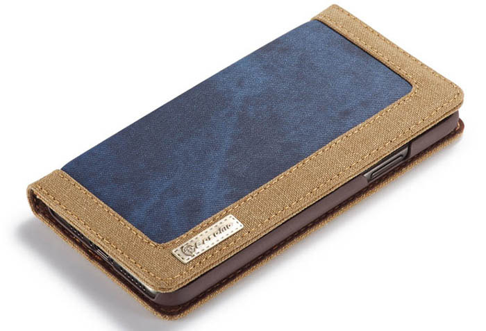 CaseMe iPhone 11 Canvas Leather Wallet Magnetic Flip Stand Case