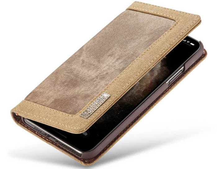 CaseMe iPhone 11 Canvas Leather Wallet Magnetic Flip Stand Case