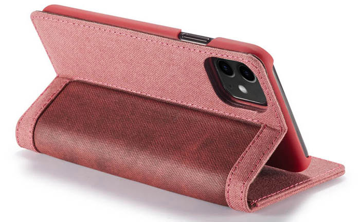 CaseMe iPhone 11 Canvas Leather Wallet Magnetic Flip Stand Case