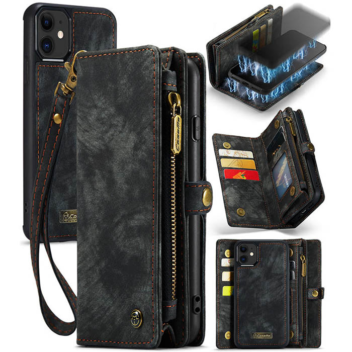 CaseMe iPhone 12 Mini Wallet Case with Wrist Strap Black