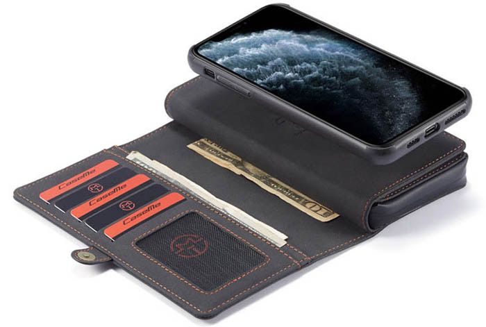 CaseMe iPhone 11 Vintage Multi-Functional Zipper Wallet Magnetic Detachable 2 in 1 Folio Case