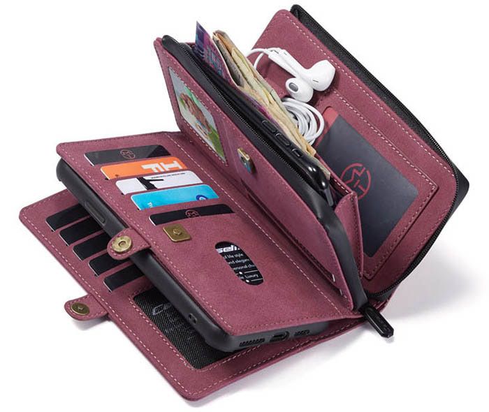 CaseMe iPhone 11 Vintage Multi-Functional Zipper Wallet Magnetic Detachable 2 in 1 Folio Case