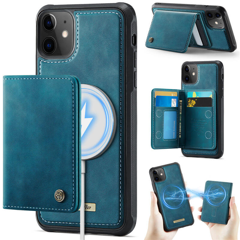 CaseMe iPhone 11 2-in-1 Magnetic Wallet Case with RFID Blocking & Wireless Charging - Blue