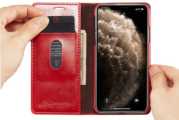 CaseMe iPhone 11 Pro Max Wallet Magnetic Flip Stand Leather Case