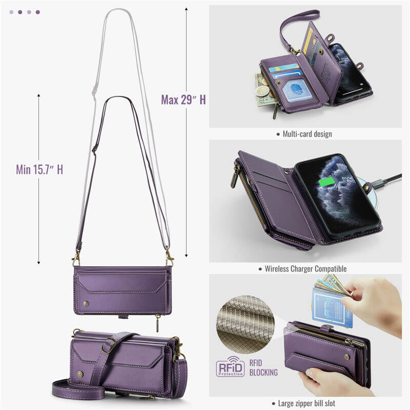 CaseMe iPhone 11 Pro Wallet RFID Blocking Crossbody Phone Case
