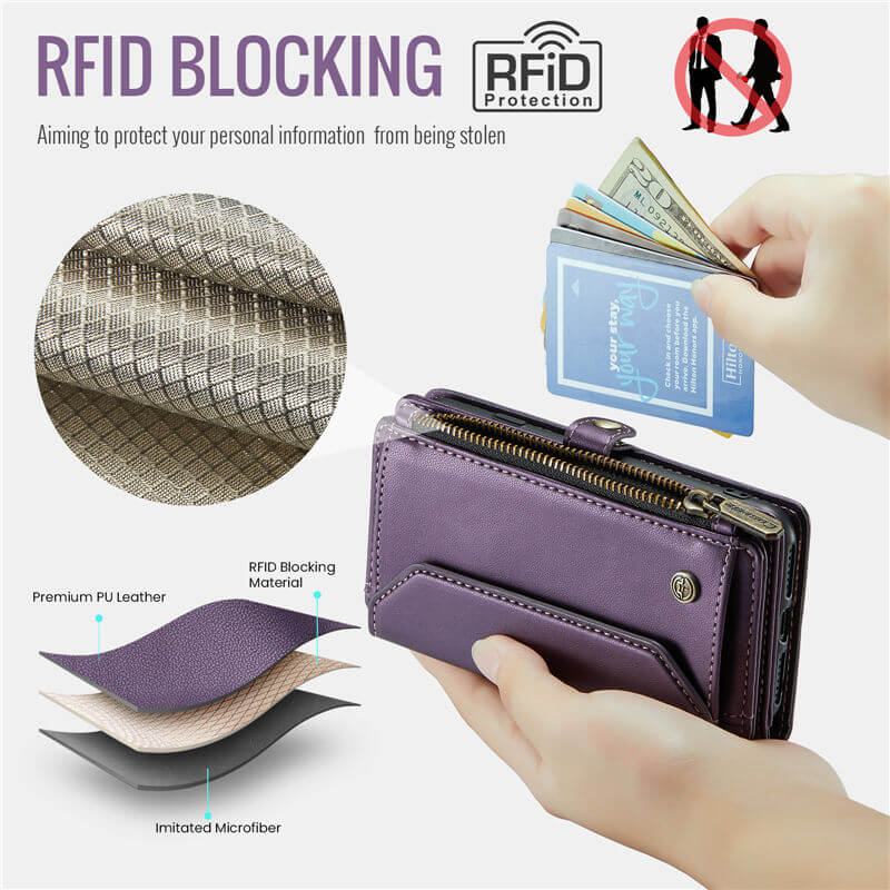 CaseMe iPhone 11 Pro Wallet RFID Blocking Crossbody Phone Case