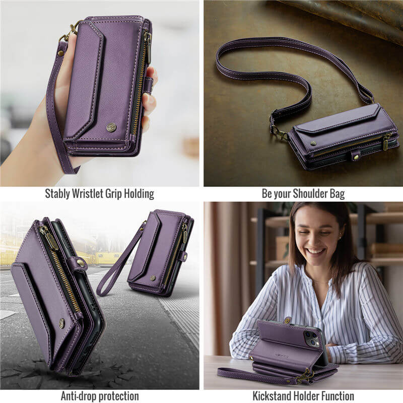 CaseMe iPhone 11 Pro Wallet RFID Blocking Crossbody Phone Case