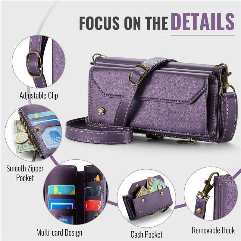 CaseMe iPhone 11 Pro Wallet RFID Blocking Crossbody Phone Case