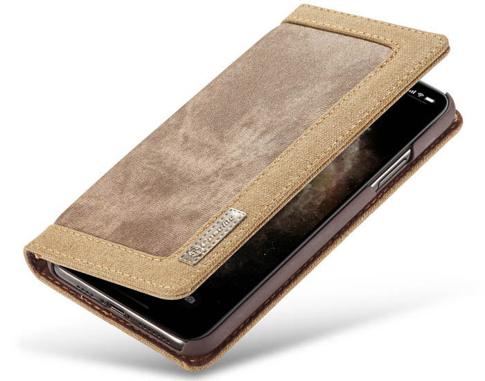 CaseMe iPhone 11 Pro Max Canvas Leather Wallet Magnetic Flip Stand Case