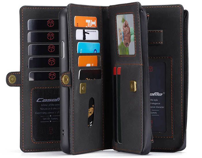 CaseMe iPhone 11 Pro Max Vintage Multi-Functional Zipper Wallet Magnetic Detachable 2 in 1 Folio Case