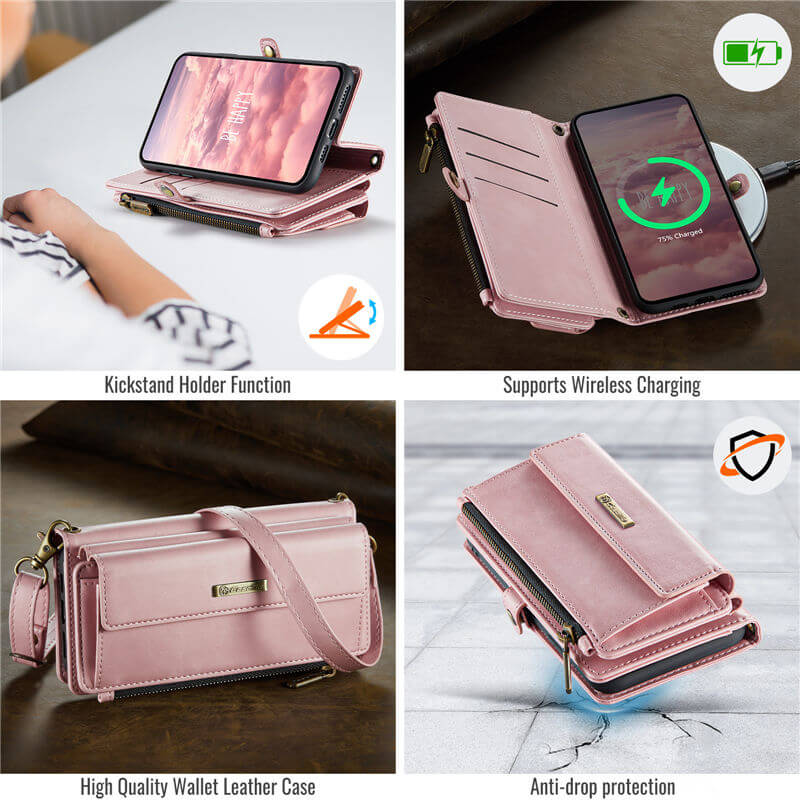 CaseMe iPhone 11 Pro Max Wallet Case – RFID Blocking, 9 Card Slots, Crossbody Strap & Wireless Charging