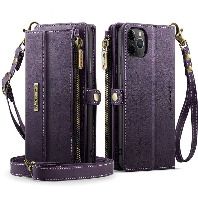CaseMe iPhone 11 Pro Max Wallet Case – RFID Blocking, 9 Card Slots, Crossbody Strap & Wireless Charging