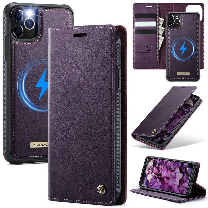 CaseMe iPhone 12/12 Pro 2-in-1 MagSafe Wallet Case with RFID Blocking Purple