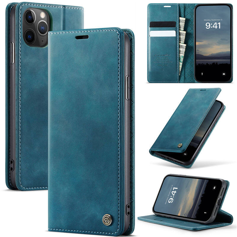 CaseMe iPhone 11 Pro Max Magnetic Wallet Case with RFID Blocking Blue