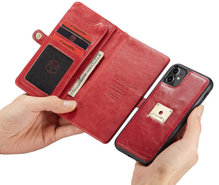 CaseMe iPhone 11 Wallet Magnetic Detachable 2 in 1 Case With Wrist Strap