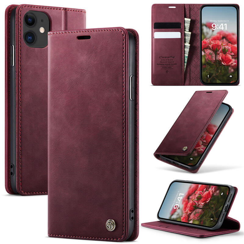 CaseMe iPhone 11 Magnetic Wallet Case with RFID Blocking Red