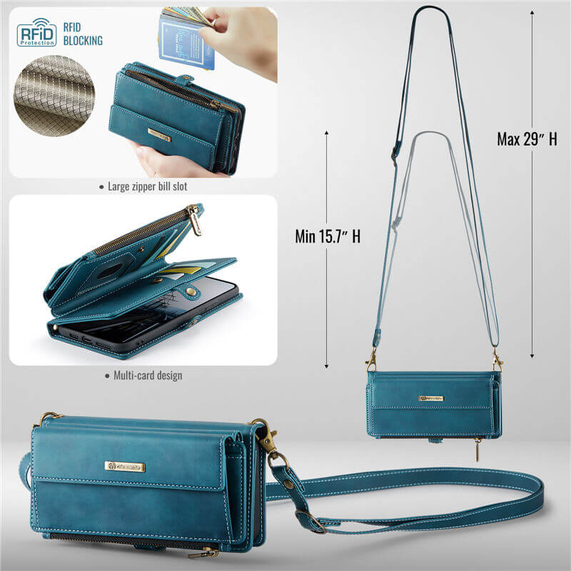 CaseMe iPhone 11 Wallet Case – RFID Blocking, 9 Card Slots, Crossbody Strap & Wireless Charging