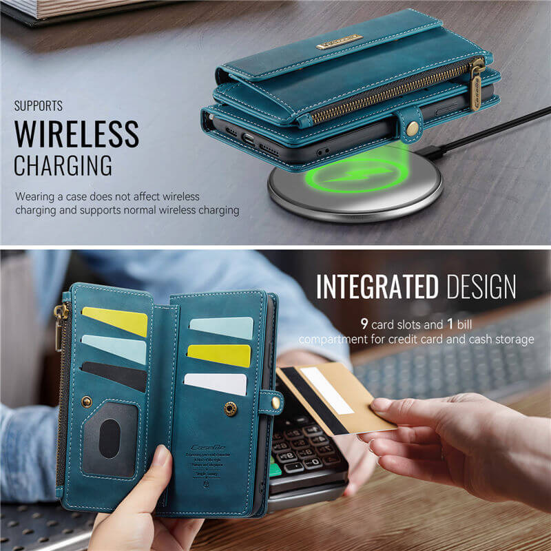 CaseMe iPhone 11 Wallet Case – RFID Blocking, 9 Card Slots, Crossbody Strap & Wireless Charging