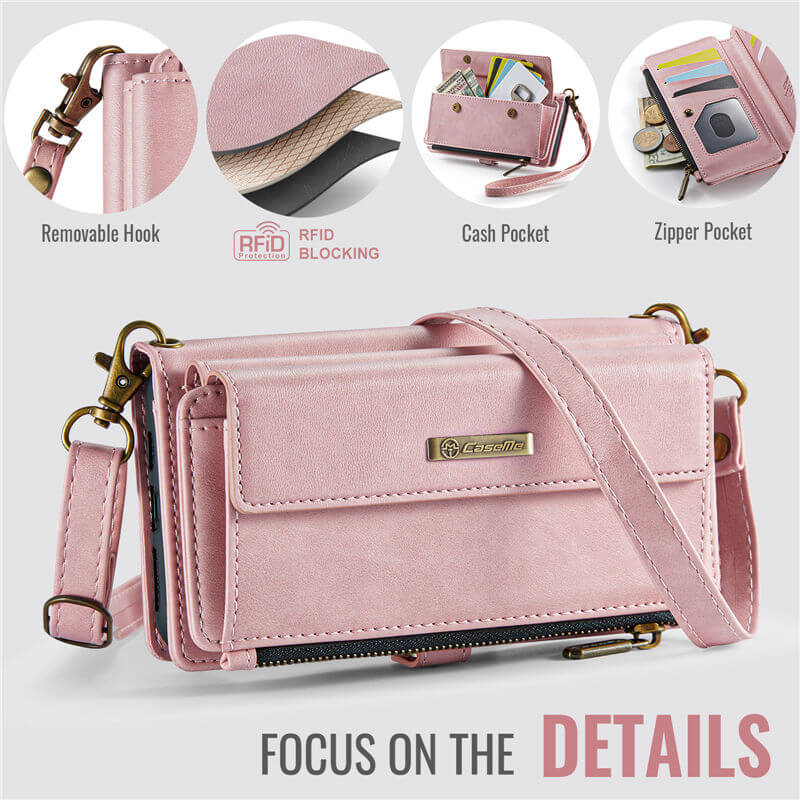 CaseMe iPhone 11 Wallet Case – RFID Blocking, 9 Card Slots, Crossbody Strap & Wireless Charging