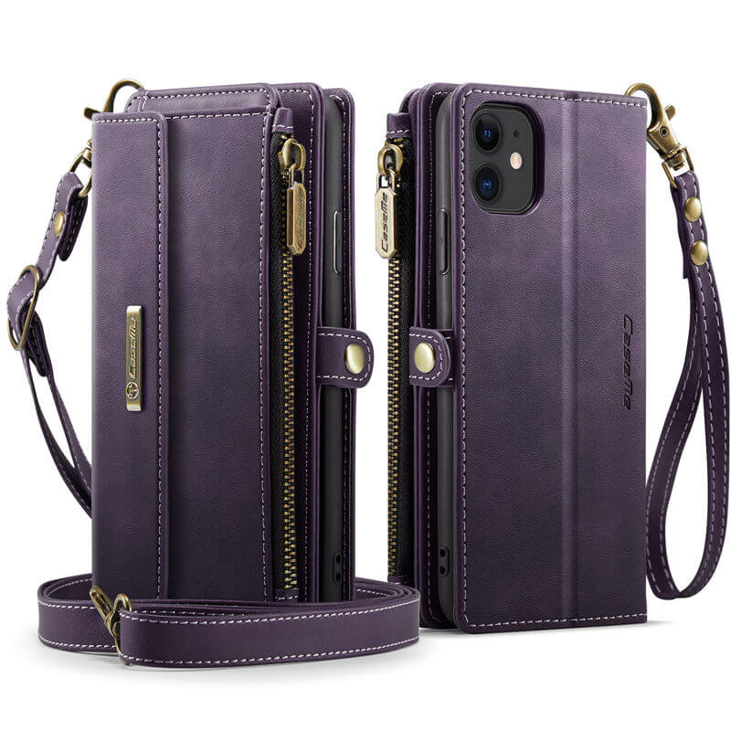 CaseMe iPhone 11 Wallet Case – RFID Blocking, 9 Card Slots, Crossbody Strap & Wireless Charging