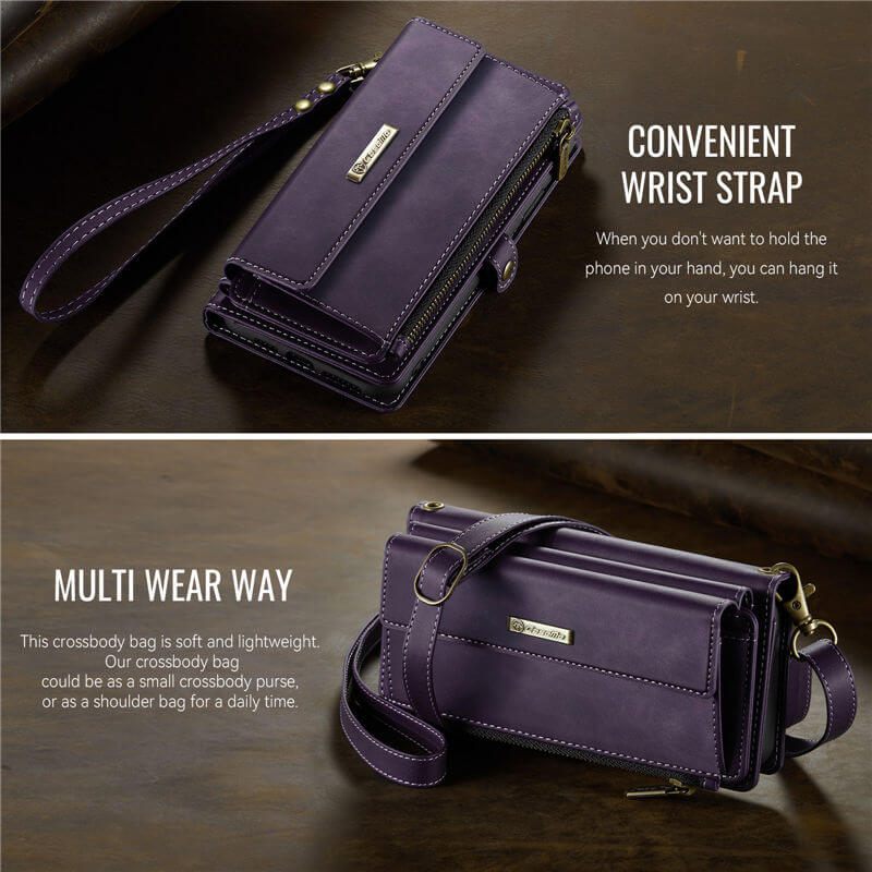 CaseMe iPhone 11 Wallet Case – RFID Blocking, 9 Card Slots, Crossbody Strap & Wireless Charging